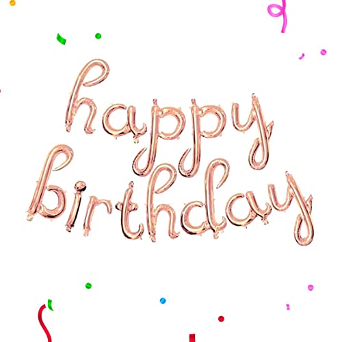 Crackles Cursive Foil Letters Handwriting Design Script happy birthday Foil Balloon (Rose Gold) - Image 1