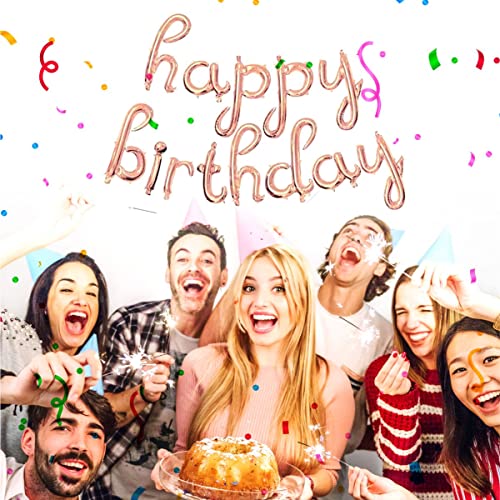 Crackles Cursive Foil Letters Handwriting Design Script happy birthday Foil Balloon (Rose Gold) - Image 2