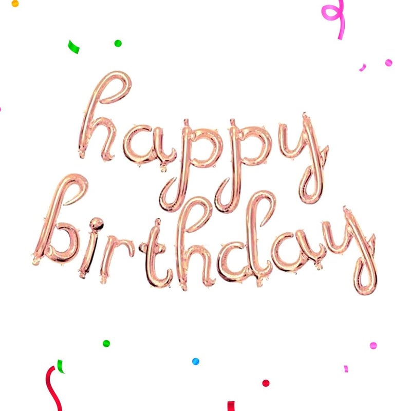 Crackles Cursive Foil Letters Handwriting Design Script happy birthday Foil Balloon (Rose Gold) - Image 5