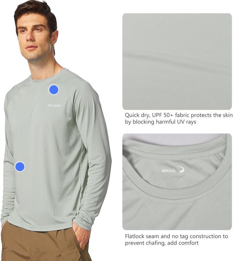 Baleaf Men's Sun Protection Shirts UV SPF UPF 50+ Long Sleeve Rash Guard Fishing Running Quick Dry Lightweight - Image 4