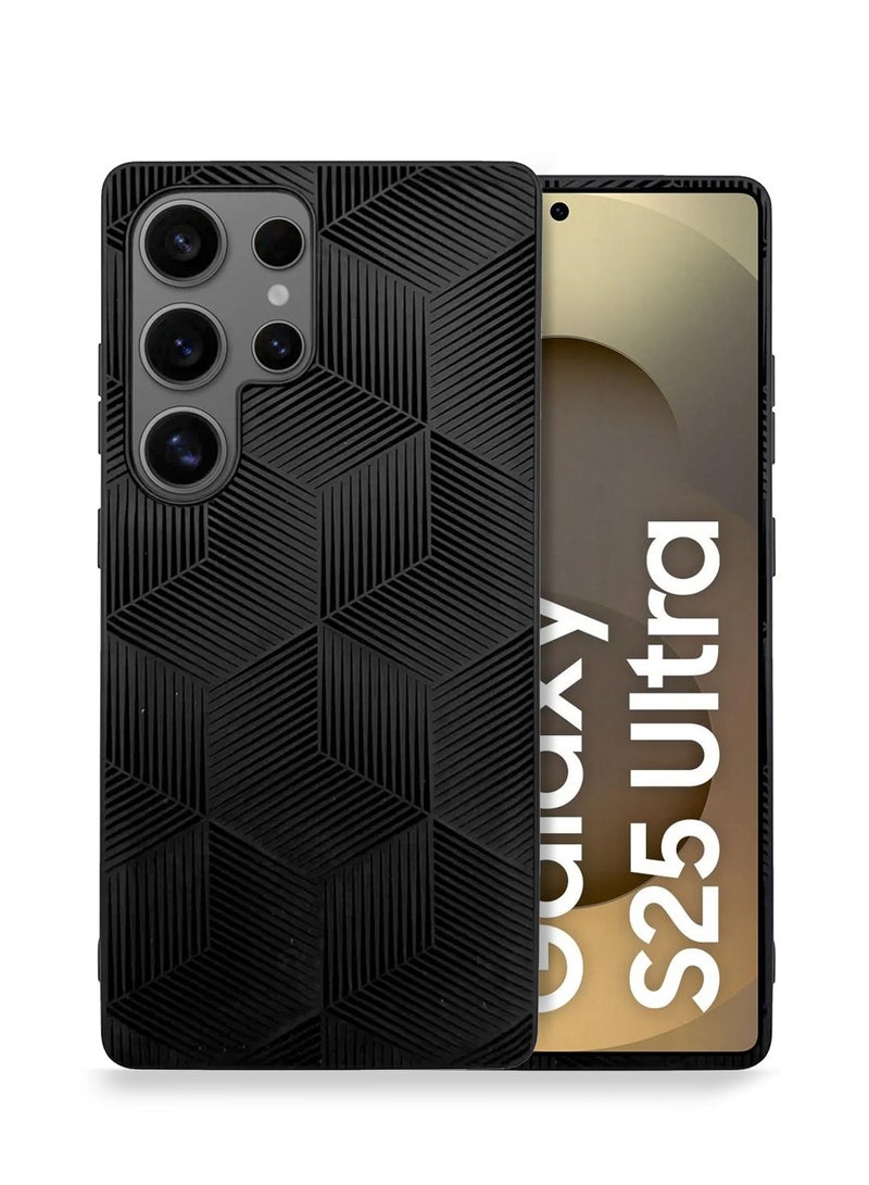 كاجسا سامسونج جالاكسي S25 الترا 5 جي 2025 بريميوم 3D مكعب نمط خلفي غطاء سيليكون ناعم - أسود - Image 1