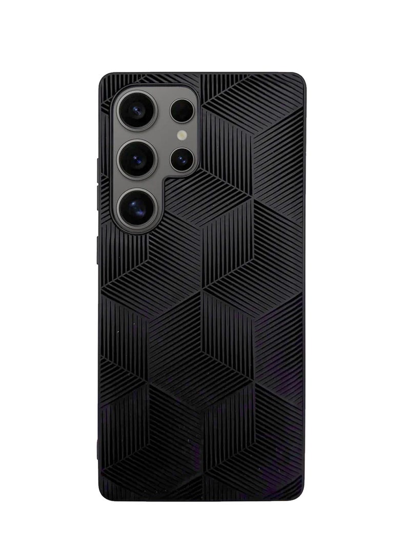 كاجسا سامسونج جالاكسي S25 الترا 5 جي 2025 بريميوم 3D مكعب نمط خلفي غطاء سيليكون ناعم - أسود - Image 2