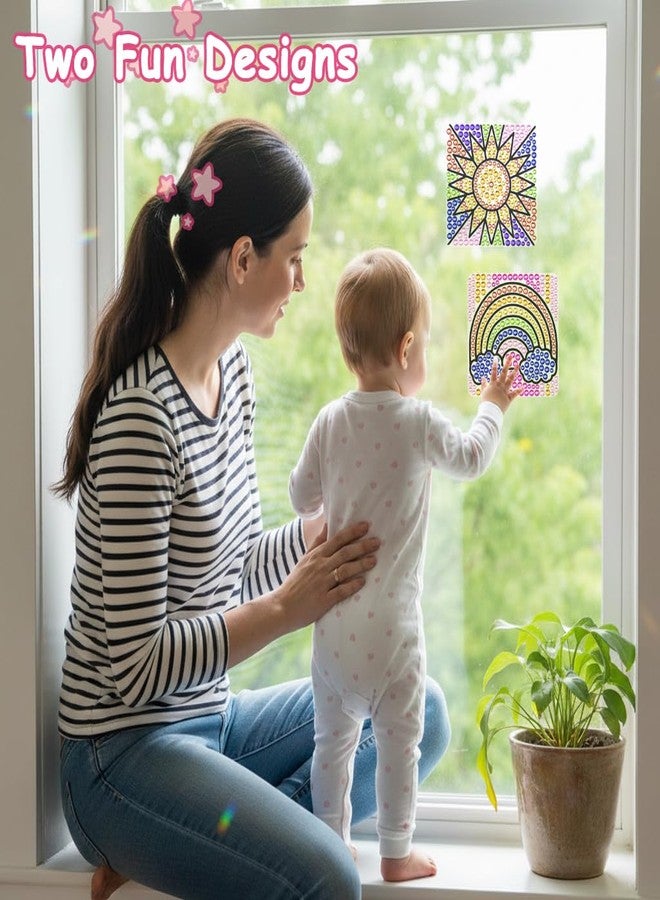 PATPAT® 2 Sheet DIY Diamond Art Window Decal Kit for Kids & Adults, Rainbow Crystal Diamond Painting Stickers, Easy Peel-and-Stick Suncatcher Art for Home Window Decor, 15x15cm - Image 3