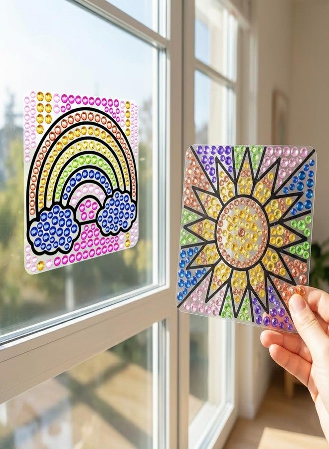 PATPAT® 2 Sheet DIY Diamond Art Window Decal Kit for Kids & Adults, Rainbow Crystal Diamond Painting Stickers, Easy Peel-and-Stick Suncatcher Art for Home Window Decor, 15x15cm - Image 5