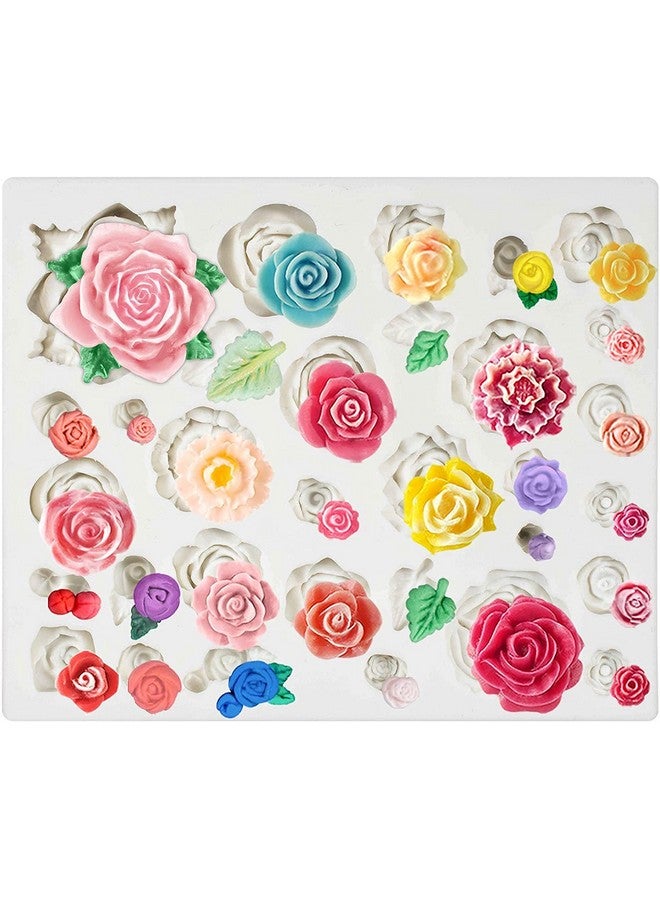 Jubilant 32 Cavity Roses Flower Fondant Candy Silicone Mold for Sugarcraft Cake Decoration, Cupcake Topper, Polymer Clay, Soap Wax Making, Resin Jewelry Casting Crafting Projects - Image 1