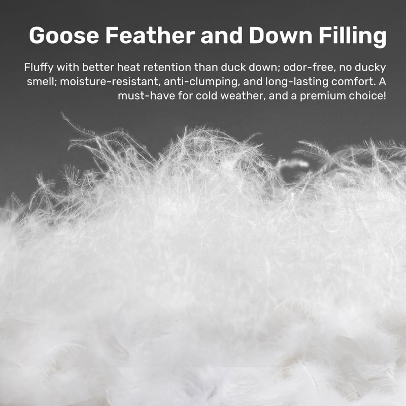 UNIKOME Pinch Pleat Goose Feather Down Comforter - 20% Extra Fill, 108oz, All Season Duvet Insert with 100% Cotton Cover, Cloud-Like Fluffiness (Navy, King,106"X90") - Image 5