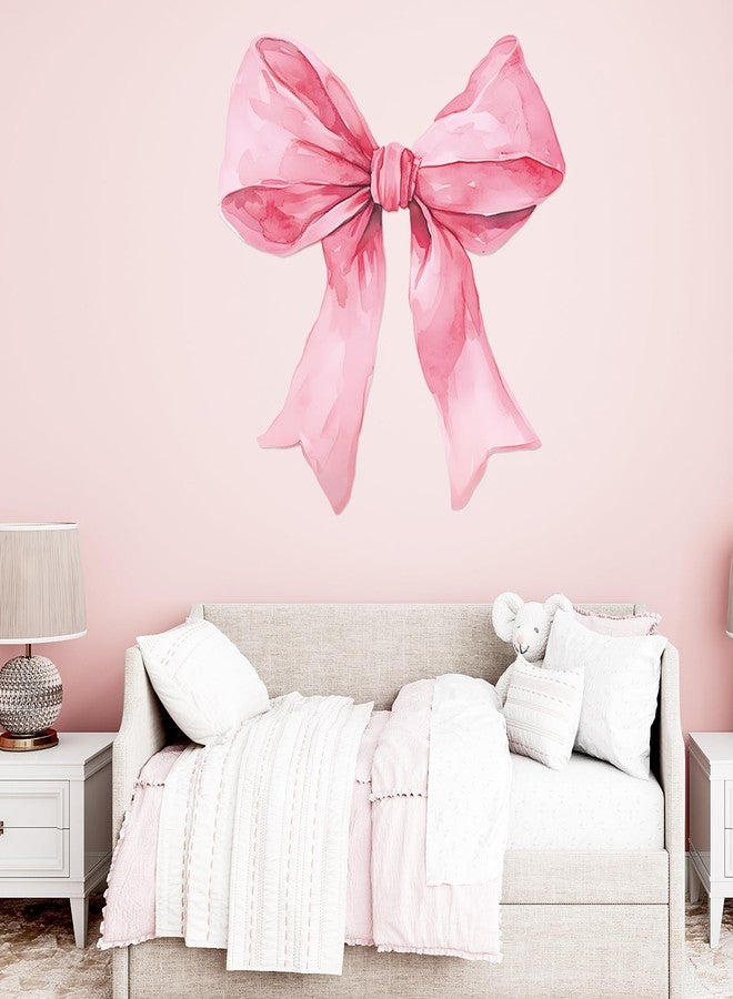 JarThenaAMCS ملصقات حائط كبيرة على شكل فيونكة وردية من JarThenaAMCS، ملصقات جدارية عصرية على شكل عقدة فيونكة، ملصقات جدارية بألوان مائية لغرفة المعيشة، ديكور غرفة نوم الفتيات، حفلات الكوكتيل، ديكور غرفة الأطفال - Image 5