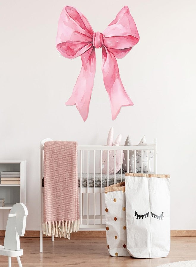 JarThenaAMCS ملصقات حائط كبيرة على شكل فيونكة وردية من JarThenaAMCS، ملصقات جدارية عصرية على شكل عقدة فيونكة، ملصقات جدارية بألوان مائية لغرفة المعيشة، ديكور غرفة نوم الفتيات، حفلات الكوكتيل، ديكور غرفة الأطفال - Image 3