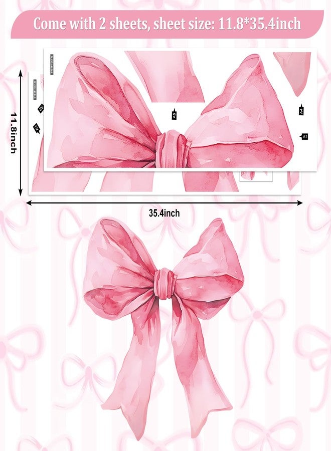 JarThenaAMCS ملصقات حائط كبيرة على شكل فيونكة وردية من JarThenaAMCS، ملصقات جدارية عصرية على شكل عقدة فيونكة، ملصقات جدارية بألوان مائية لغرفة المعيشة، ديكور غرفة نوم الفتيات، حفلات الكوكتيل، ديكور غرفة الأطفال - Image 2