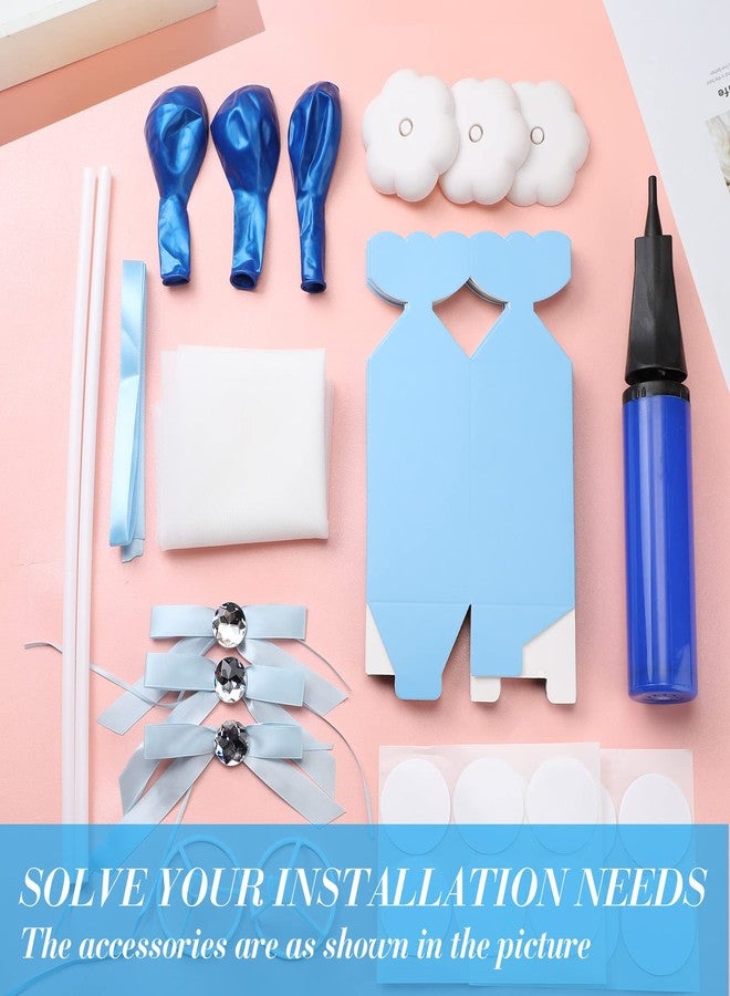 Zhanmai 12 Packs Tulle Tutu Balloons with Candy Cake Dessert Box for Baby Shower Centerpieces Girls Birthday Party Wedding Table Decorations, 12 Inches Balloon White Tulle Cover (Blue) - Image 3