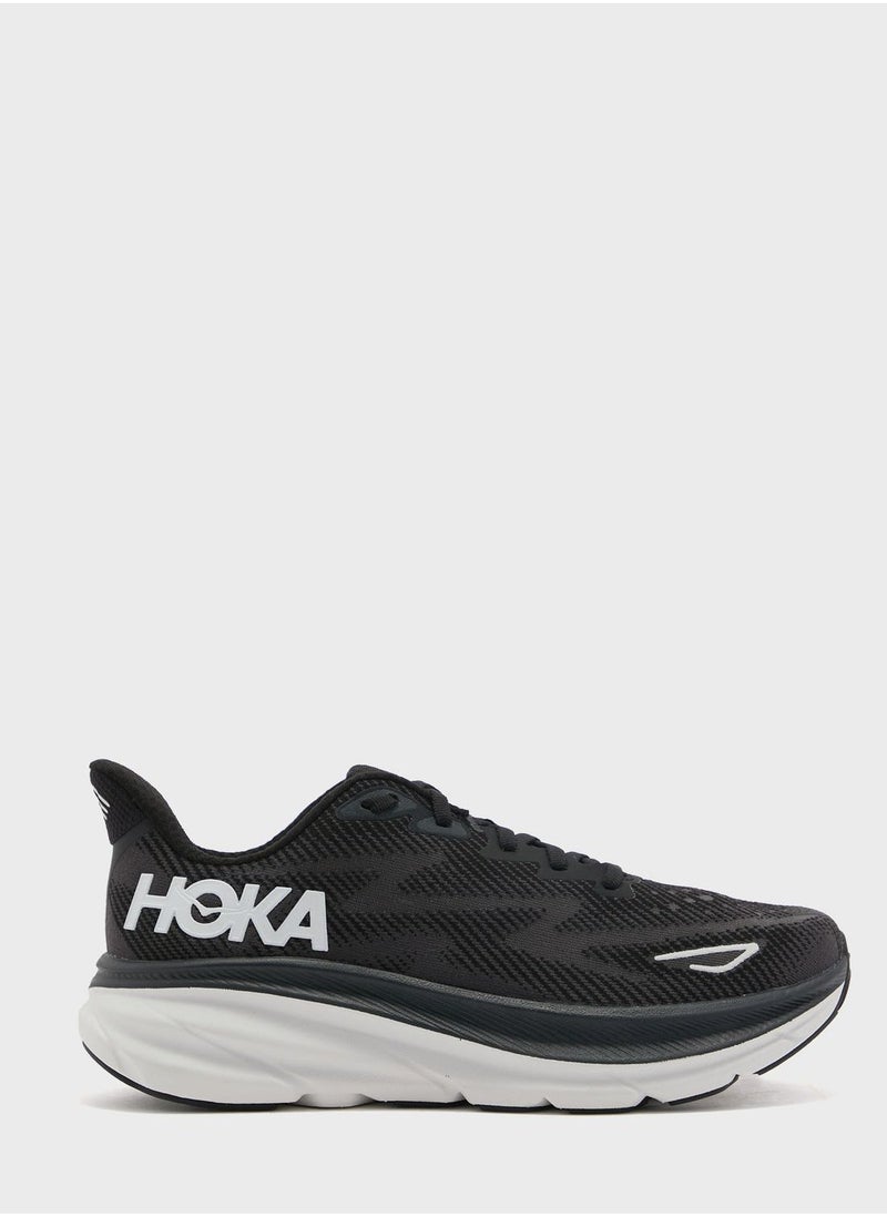 Hoka One One Clifton 9 Outdoor Running Sneakers Black/White  - Image 1