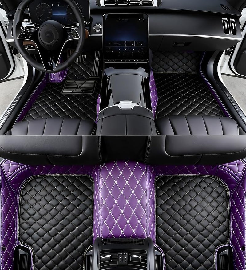 OVINIX Artificial Leather Car Floor Mats Fit for Hyundai Tucson 2019-2021- Tailored, All-Weather,Easy to Clean， Premium Interior Protection (Purple Black) - Image 1