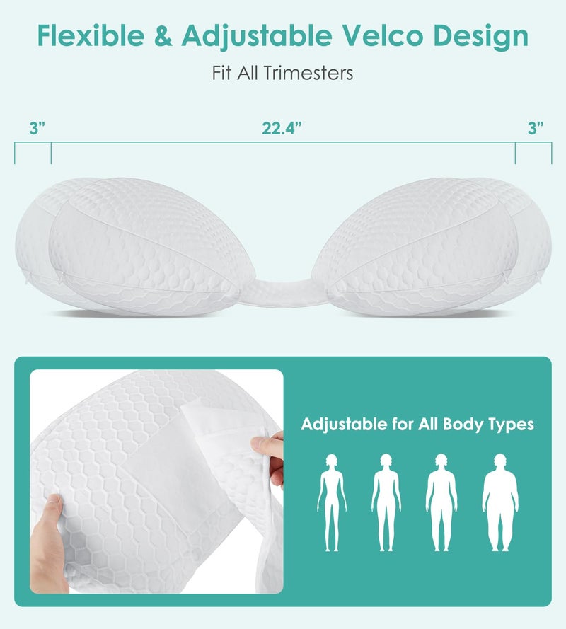 DONAMA Pregnancy Pillow Cooling for Sleeping Detachable and Adjustable DoubleSided Support Maternity Pillow SkinFriendly for Pregnant Women Back HIPS Legs30Slope Design Verified by Expectant Mothers - Image 2