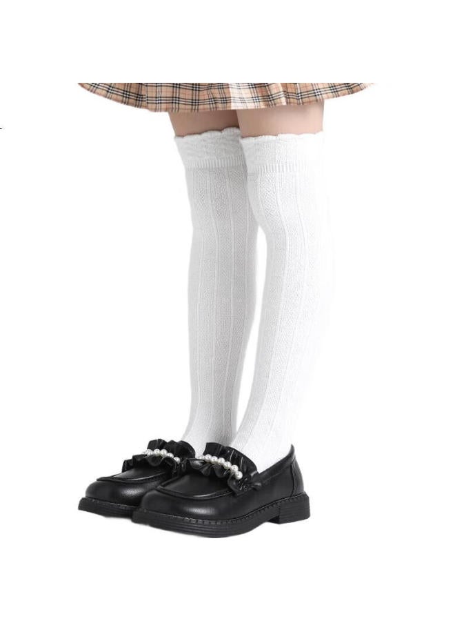 Barbie Children'S Mid-Calf Socks, Girls' Summer Thin Long Socks, Baby Over-Knee Long Socks, Girls' White + Black, 18-20 - Image 1