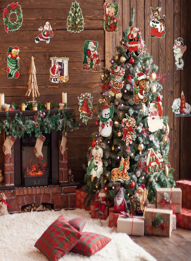 K1tpde Vintage Christmas Cutout Decoration - 24PCS Santa Claus Snowman Cutout for Home Decor, Christmas Winter Victorian Cutouts Cardstock, Retro Xmas Cut-outs Cardboard for Winter Holiday Party Decor - Image 5