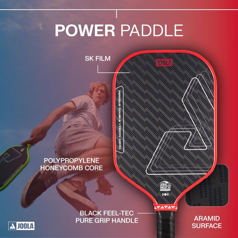 JOOLA Perseus Double Vision 16mm Pickleball Paddle - Signature Paddle Shape - Aramid Surface for Softer Responsive Touch - SK Film for Reduced Vibration - USAP Approved - NFC Chip Enabled - Image 3