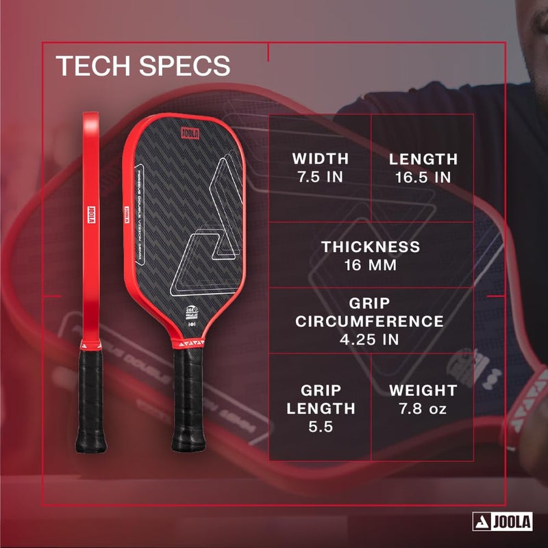 JOOLA Perseus Double Vision 16mm Pickleball Paddle - Signature Paddle Shape - Aramid Surface for Softer Responsive Touch - SK Film for Reduced Vibration - USAP Approved - NFC Chip Enabled - Image 2