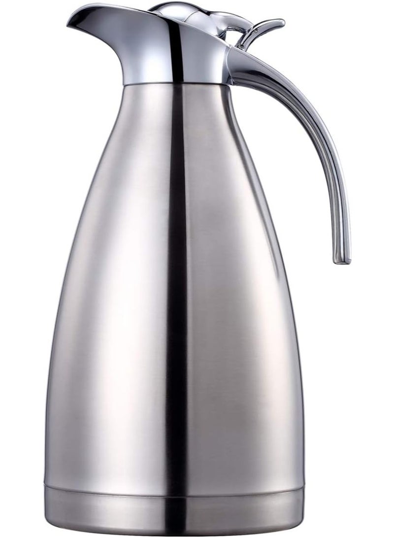 68 Oz Stainless Steel Coffee Thermal Carafe/Double Walled Vacuum Thermos Insulated / 12 Hour Heat Retention / 2 Liters (Silver) - Image 1