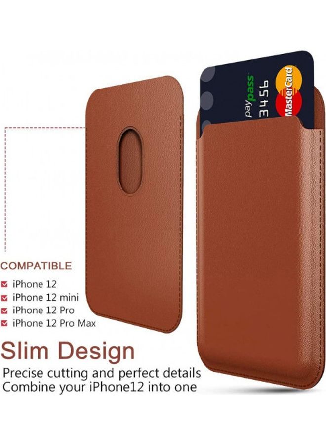 Magnetic Card Holder for Apple iPhone 12/12 Mini/12 Pro/12 Pro Max Brown