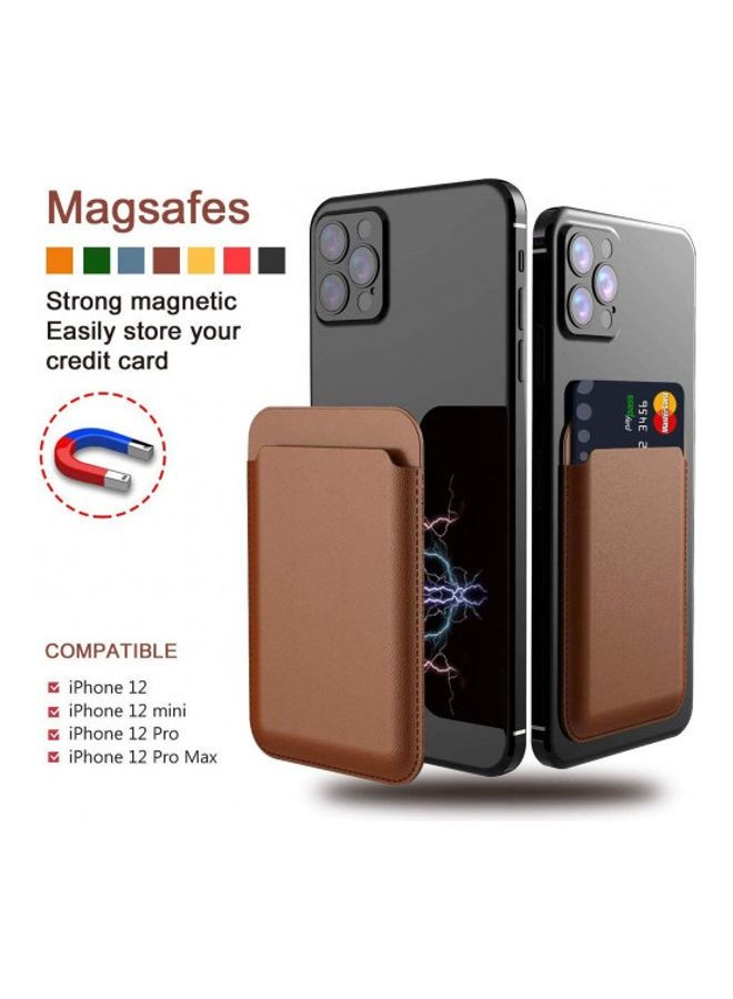 Magnetic Card Holder for Apple iPhone 12/12 Mini/12 Pro/12 Pro Max Brown