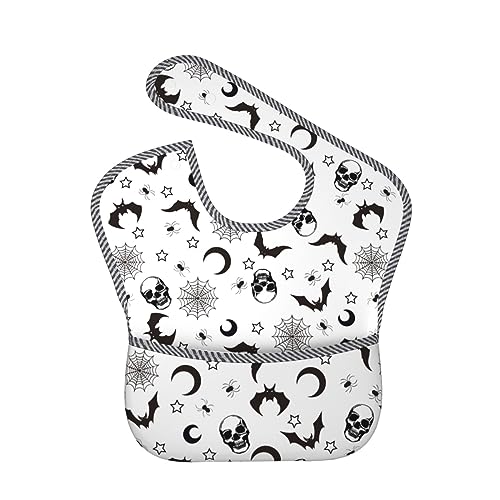 Qwalnely Goth Bibs Baby Stuff Bat Bibs Baby Stuff 2Packs for 6-24 Months Waterproof Washable Fabric - Image 3
