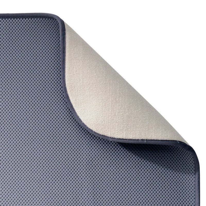 InterDesign iDry Kitchen Microfiber Polyester Dish Drying Mat - Countertop Dish Draining Mat for Drying Glassware, Dishes, Silverware, Pots and Pans - Extra Large, Pewter/Ivory - Image 3