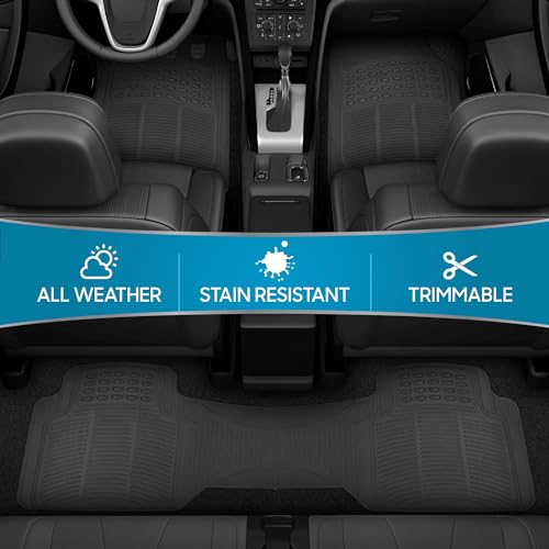 BDK سجاد بيدك برو لاينر للسيارات والشاحنات وسيارات الدفع الرباعي، سجاد سيارات مقاوم لجميع الأحوال الجوية 3 قطع بتصميم يناسب جميع السيارات، سجاد سيارات متين مع حواف لالتقاط المياه، سجاد مطاطي مقاوم للماء للسيارات (أسود) - Image 4