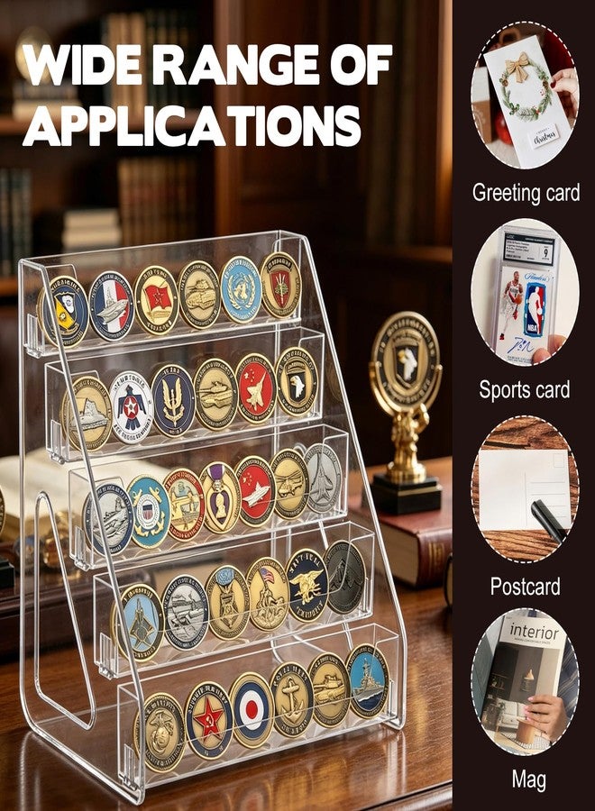 Hlimior Military Challenge Coin Holder Display Stand 5 Layer Large Capacity Acrylic Military Challenge Coin Rack-Holds 50 Coins,Army Collectible Coins Holder Display for Collectors Military Enthusiasts Veterans - Image 4