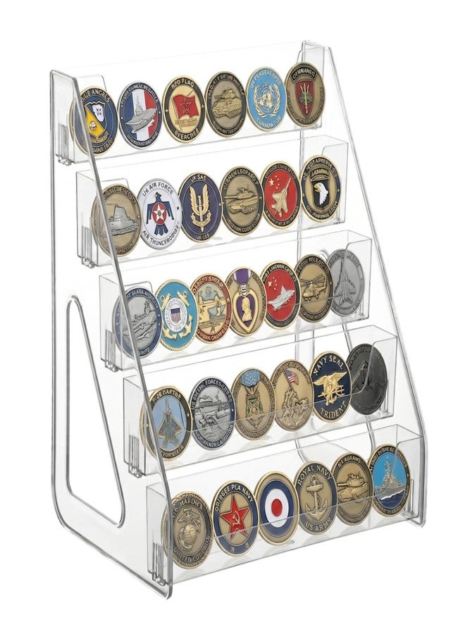 Hlimior Military Challenge Coin Holder Display Stand 5 Layer Large Capacity Acrylic Military Challenge Coin Rack-Holds 50 Coins,Army Collectible Coins Holder Display for Collectors Military Enthusiasts Veterans - Image 1