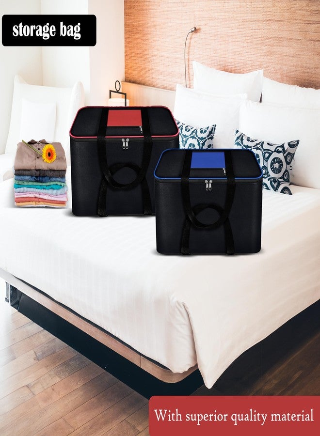 Storite Combo of Moisture Proof Nylon Large Size Underbed Storage Bag For Clothes (Red, Grey, Blue 54 x 46 x 28 cm) Rectangular - Image 4