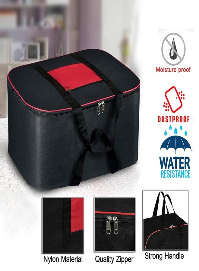 Storite Combo of Moisture Proof Nylon Large Size Underbed Storage Bag For Clothes (Red, Grey, Blue 54 x 46 x 28 cm) Rectangular - Image 3