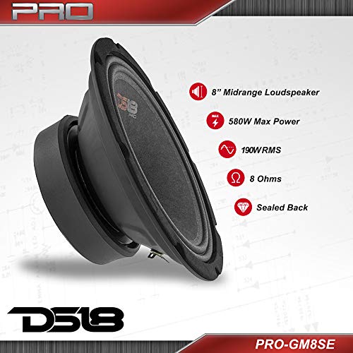 DS18 مكبر الصوت DS18 PRO-GM8SE - 8"، متوسط المدى، خلف مغلق، 480 واط كحد أقصى، 140 واط RMS، 8 أوم - مكبرات صوت أبواب عالية الجودة لنظام الصوت في السيارة أو الشاحنة (مكبر صوت واحد) - Image 2