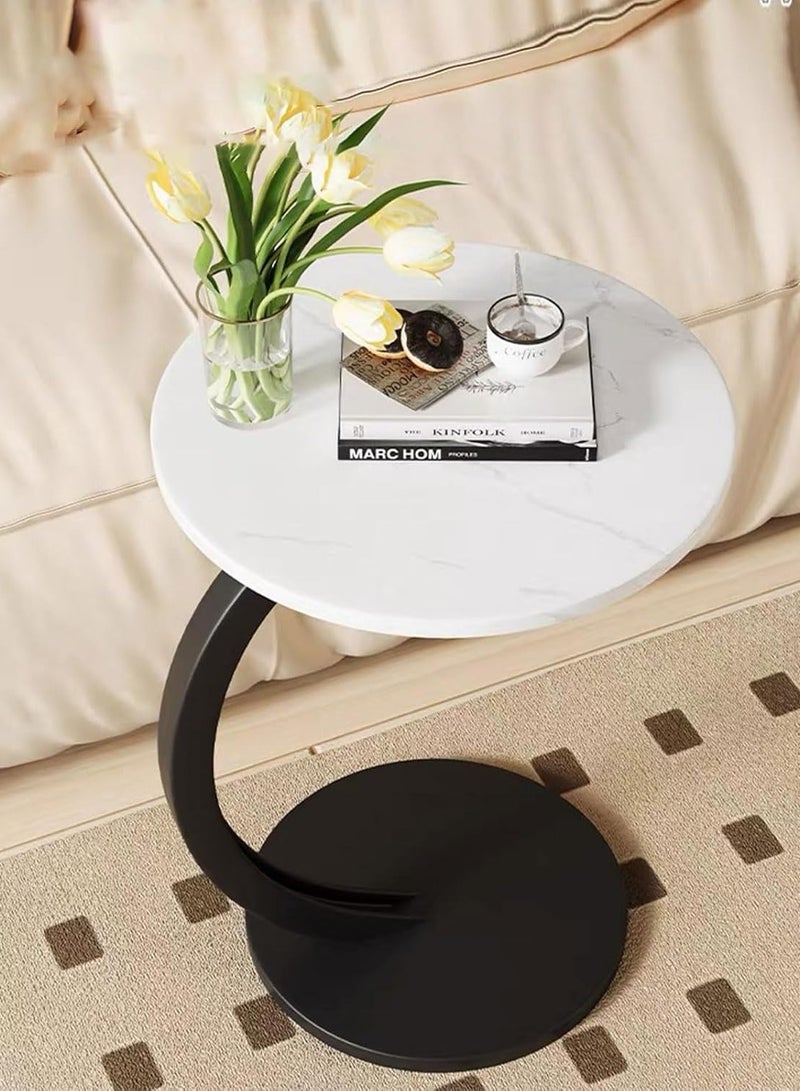 طاولة نهاية دائرية بإطار معدني طاولة جانبية للكنبة طاولة خشبية للصالون أو غرفة النوم بجانب السرير للابتوب والوجبات الخفيفة والقهوة