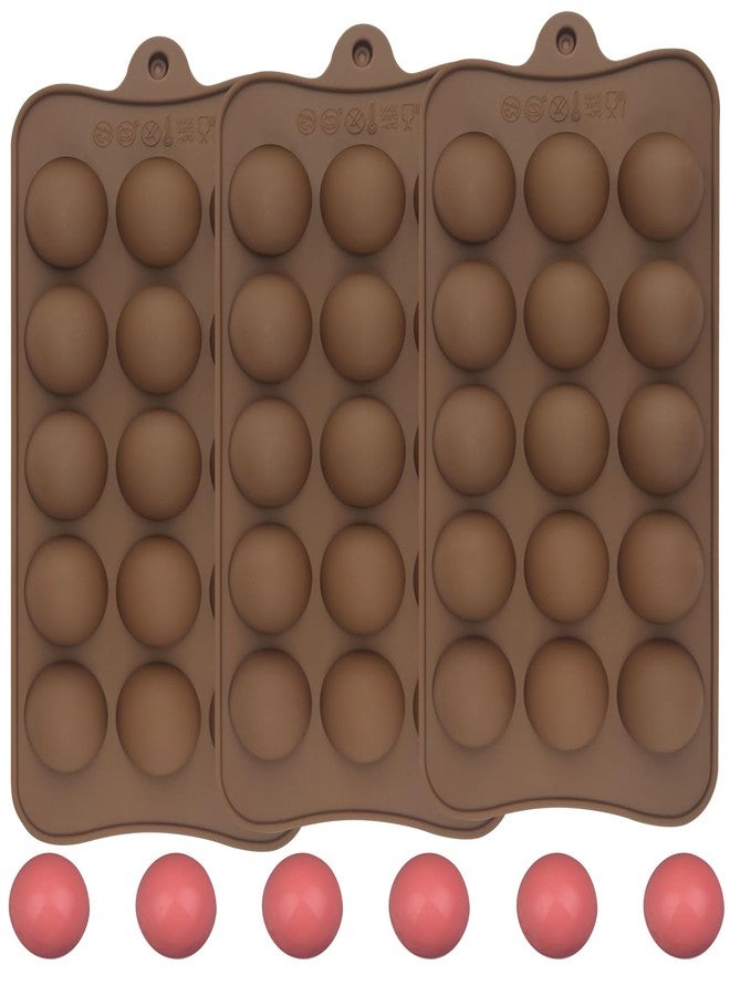 EDUEE Round Chocolate Molds 1.1inch Semi Circle Silicone Mold 3pcs for Candy Ice Cubes Caramel, Jello, Resin(Coffee) - Image 1