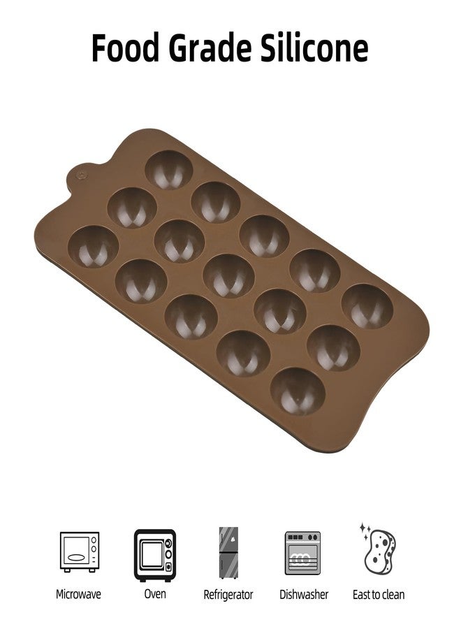 EDUEE Round Chocolate Molds 1.1inch Semi Circle Silicone Mold 3pcs for Candy Ice Cubes Caramel, Jello, Resin(Coffee) - Image 3