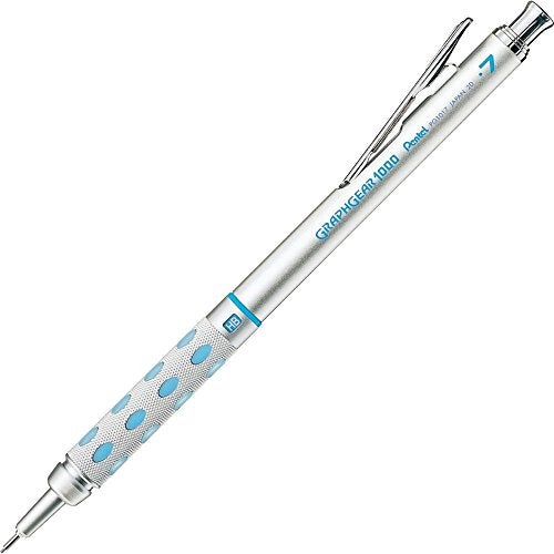 Pentel GraphGear 1000 0.7 MM Mechanical Drafting Pencil | Metal Clip With Retractable Mechanism | Dual Metal & Rubber Grip | Pack Of 1 | Silver & Blue (PG1017) - Image 1