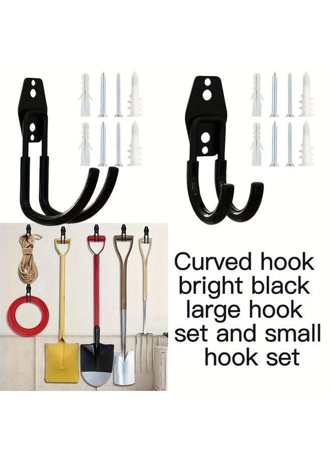 Large Metal Hook Set 18pcs Black Heavy Duty Wall Mount For Tools Storage - Image 1
