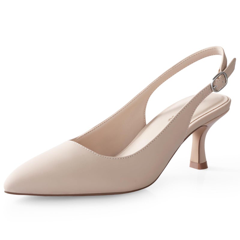 Ankis Slingback Heels for Women Closed Toe Women's Pumps Kitten Heel Wedding Party Casual Dress Shoes - Image 1