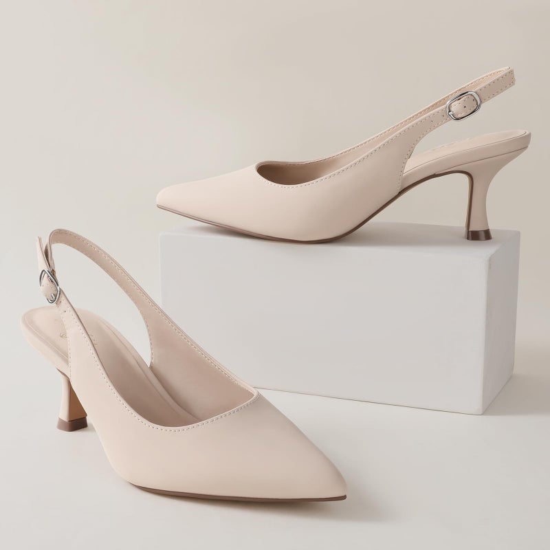 Ankis Slingback Heels for Women Closed Toe Women's Pumps Kitten Heel Wedding Party Casual Dress Shoes - Image 4