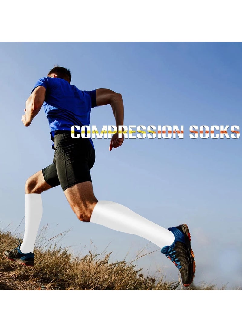 Generic Compression Socks for Women and Men Circulation (3 Pairs) - Best Support for Running, Football and Basketball,and Outdoor Cycling Polyester Over-The-Knee Socks,Nurses Recovery Cycling Flight (White)  - Image 3