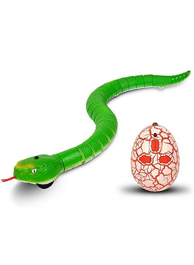 Kiditos Kiditos R/C Snake Toy Rechargeable, Realistic 16 Inches Long Egg-Shaped Infrared Remote Control Toy, Green  - Image 1