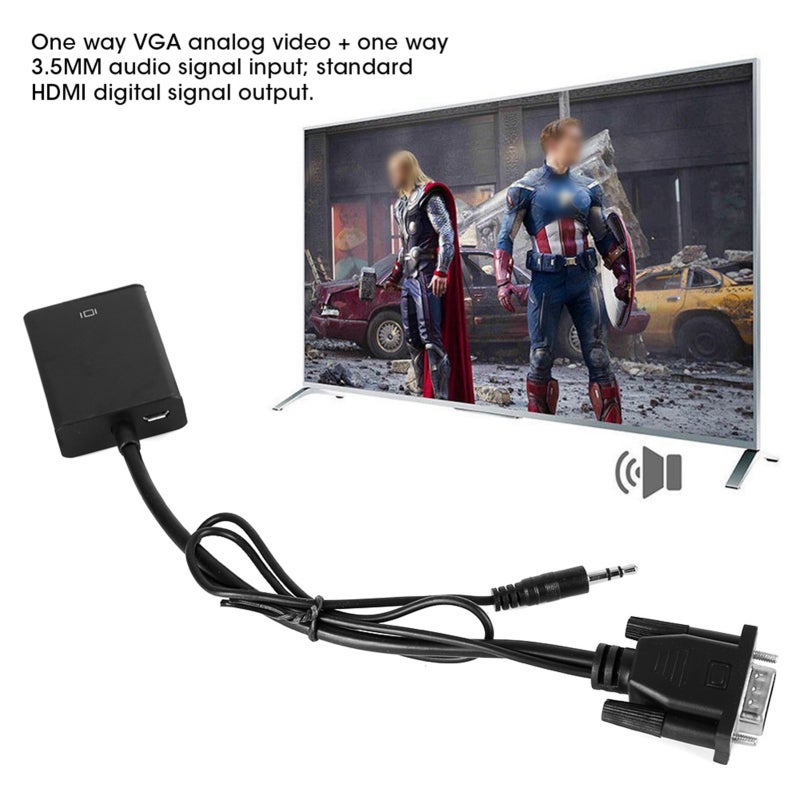 VGA To HDMI Converter 1080P 60Hz Aluminum Alloy Case - Portable USB Powered Video Audio Adapter for Analog To Digital HD Signal Conversion - Image 5