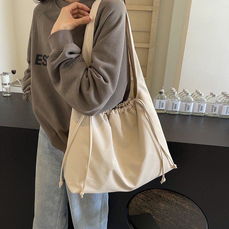 Casual Drawstring Shoulder Bag Women'S Bag Ins Simple Large Capacity Shoulder Bag Trendy Tote Bag - Image 3