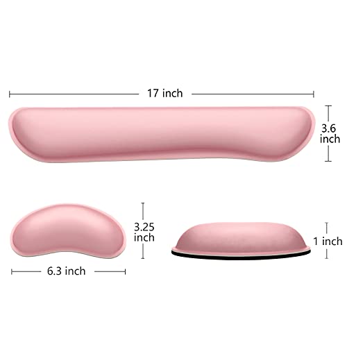 Dapesuom Enlarge Keyboard Wrist Rest, Memory Foam Wrist Cushion for Desk Mats Support, Cute Typing Pain Relief Keyboard Mouse Pad Rests Set with Non-Slip Base for Gaming Laptop Office, Rose Pink - Image 5