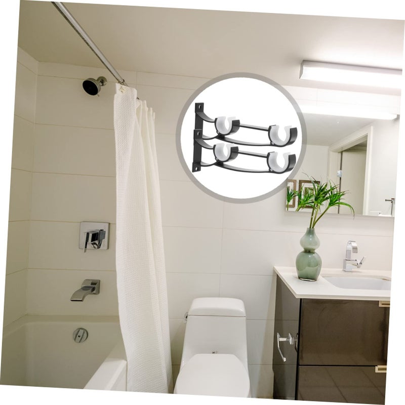 Wall Mount Curtain Rod Brackets Set Of 4 For Double Roman Rods Black Finish - Image 4