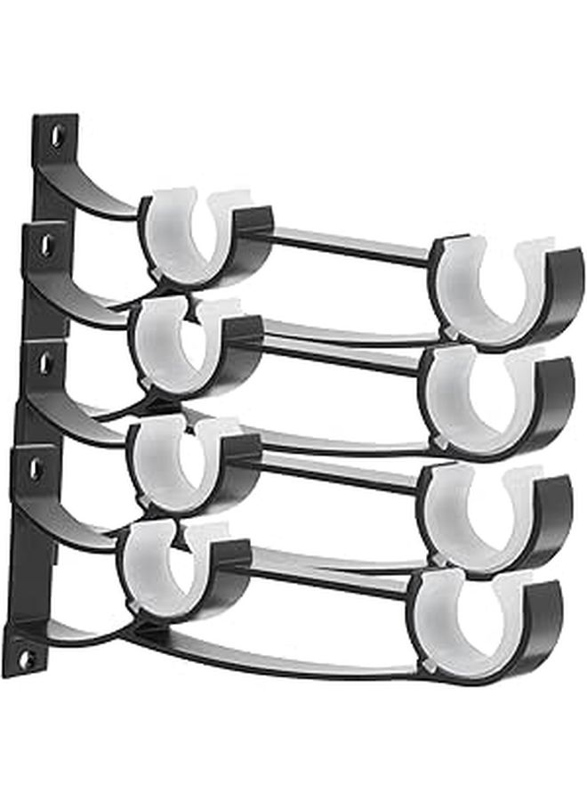 Wall Mount Curtain Rod Brackets Set Of 4 For Double Roman Rods Black Finish - Image 1
