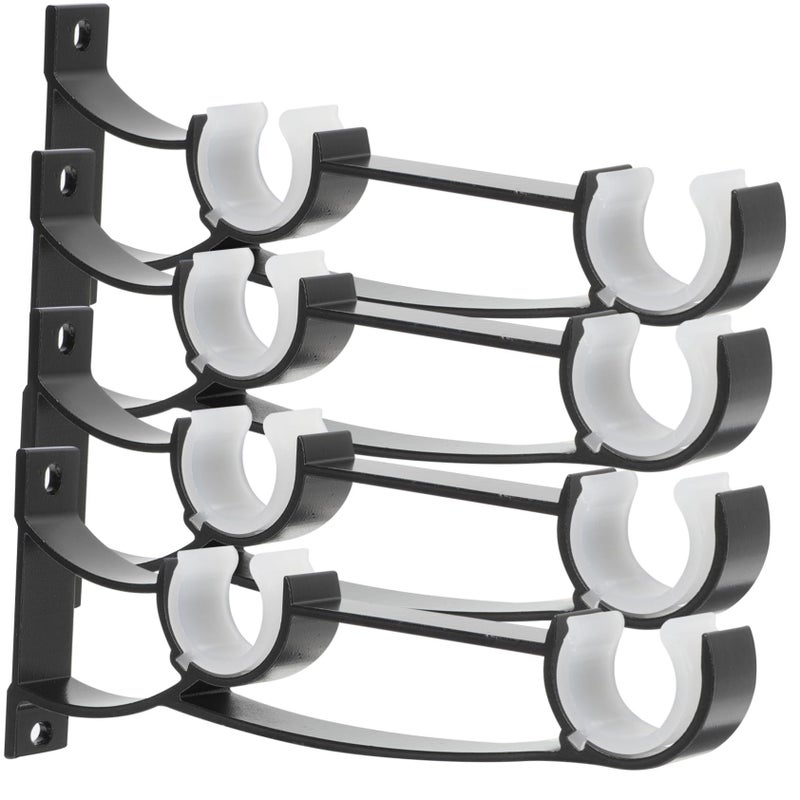 Wall Mount Curtain Rod Brackets Set Of 4 For Double Roman Rods Black Finish - Image 2