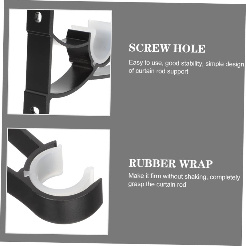 Wall Mount Curtain Rod Brackets Set Of 4 For Double Roman Rods Black Finish - Image 3