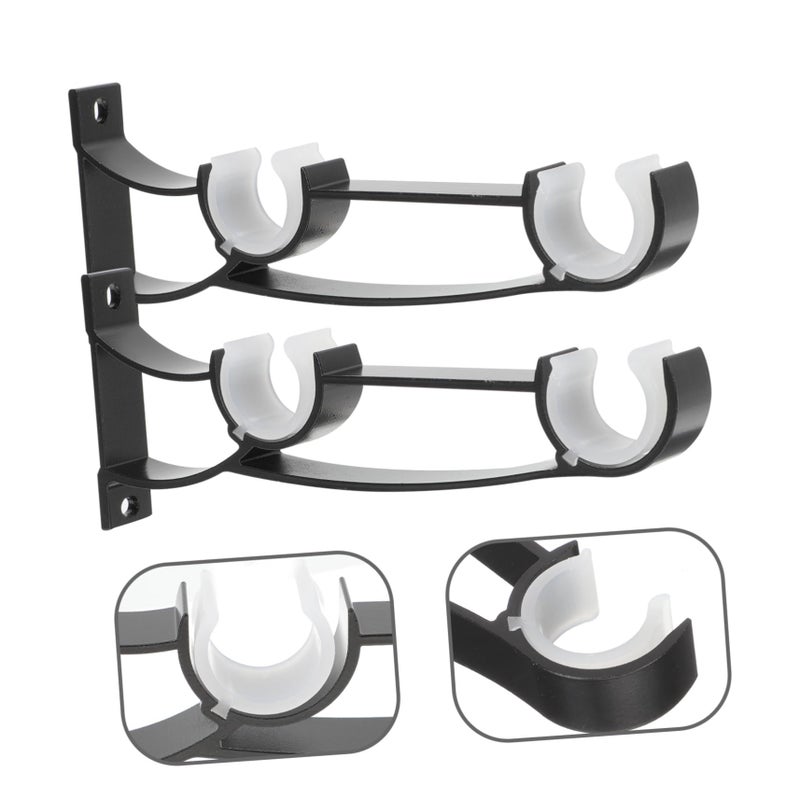 Wall Mount Curtain Rod Brackets Set Of 4 For Double Roman Rods Black Finish - Image 5
