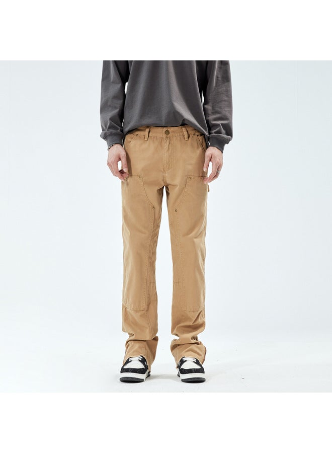 Men's Ami Khaji Rashed Zipper Lumber Jeans Men's Autumn Vibe Handsome Crane Trousers